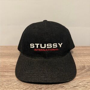 Stussy International Black Denim Strapback Hat